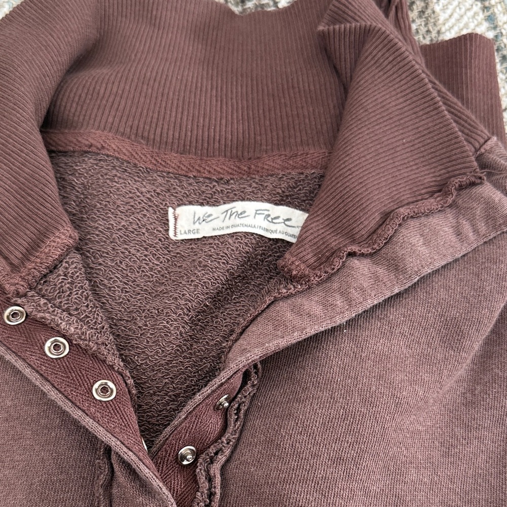 We The Free Chocolate Henley Sweatshirt